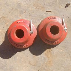 VINTAGE 2 YORK LARGE COLLARS FOR 1" BARBELL DUMBBELL
