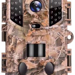Trail Camera 20MP 1080P Hunting Game Cam with Night Vision Motion Activated, Waterproof Scouting Camera with 3 Infrared Sensors, 120° Detecting Range