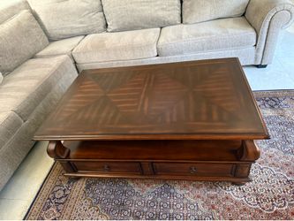 Wood coffee table espresso color with 4 drawers