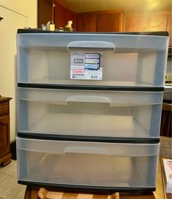 Sterilite • 3 Drawer Wide Cart • Clear Plastic Storage Drawers