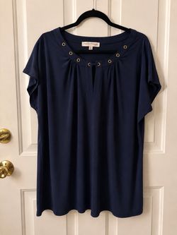 Notations Navy Blue Sleeveless Blouse Size 2XL