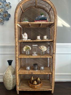 Vintage wicker and rattan book shelf