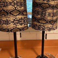 Two Vintage Style Snake Skin Lamps 