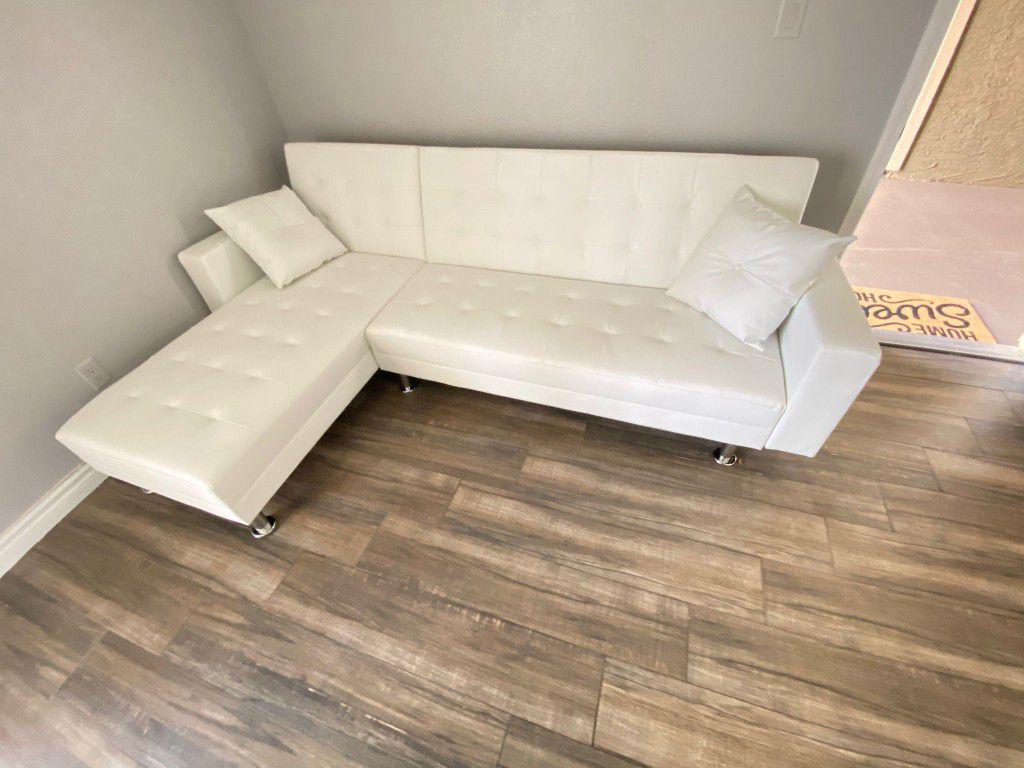 White Reversible Sectional Sofa Bed 