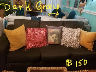 CUTE DARK GRAY SOFA AT PICKY PINCHERS 5912 54TH AVE N KENNETH CITY OPEN NOON TO 6PM