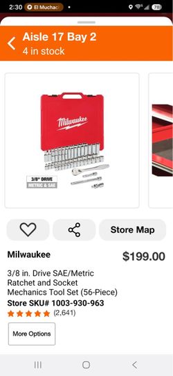 3/8 in. Drive SAE/Metric Ratchet and Socket Mechanics Tool Set (56-Piece)
