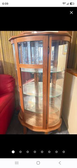 Oak curio cabinet