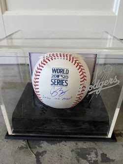Corey Seager " WS Champs " Signed 2020 World Series Baseball AUTO MLB HOLO