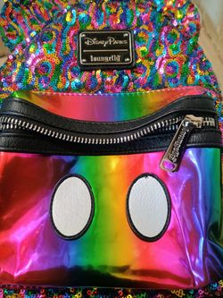 isney Parks Loungefly Mickey Mouse Ears Rainbow Pride Sequin Mini Backpack Ne