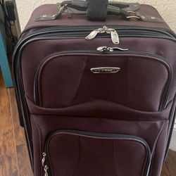 Luggage Suitcase Maleta BROWN Carry on- H22”, Deep9~11”, W13”, light weight- 2 wheels, great zippers. West Boca 