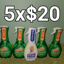 4 Gain Dish Soap Spray 16oz/1 Mr Clean Cleanser 16oz