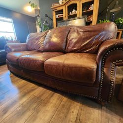 Nailhead Leather Couch 