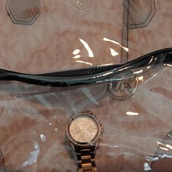 Michael  Kross Bag & Rose Gold Tone Wacth Both Together