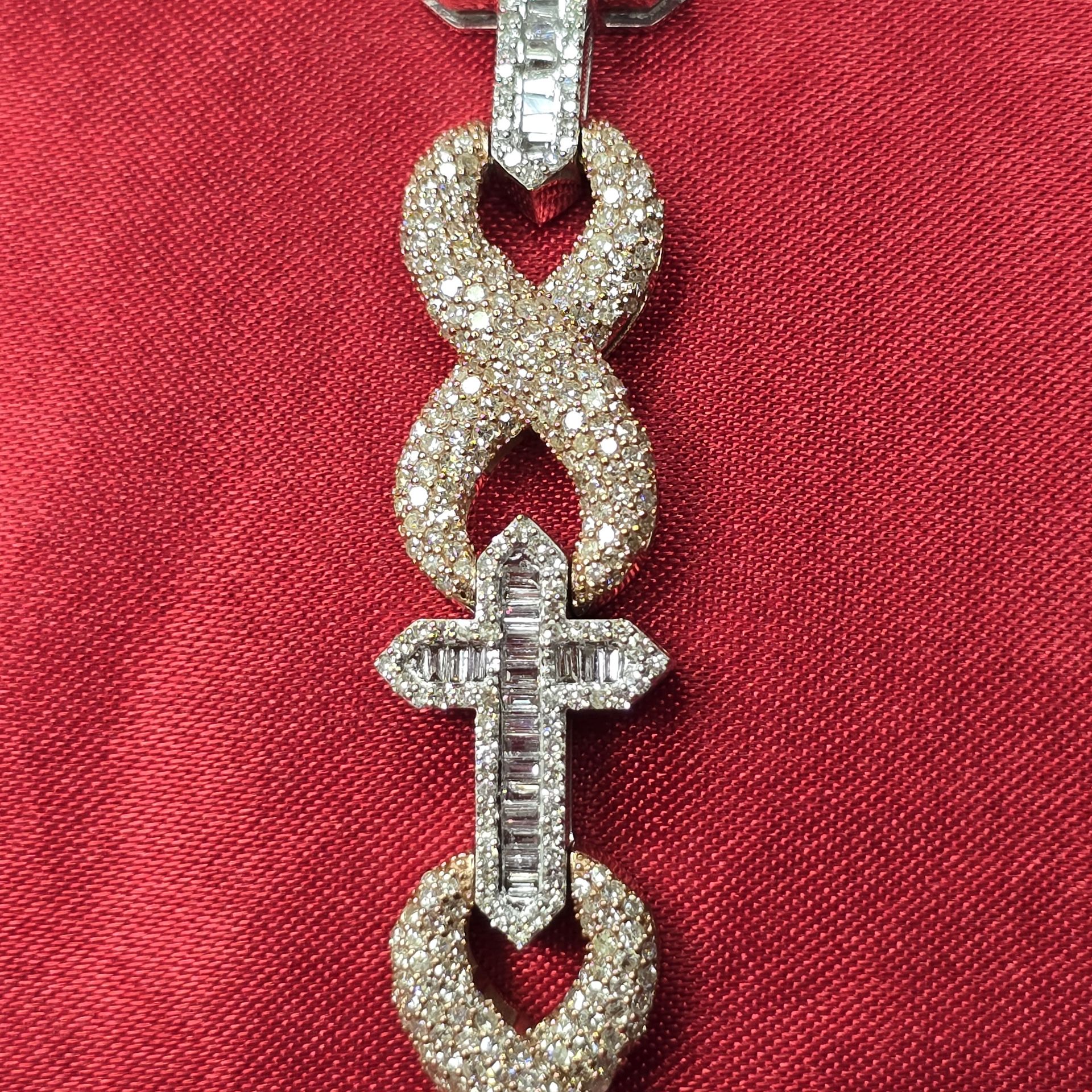 10k White Rose Gold Diamond Infinity Link Mixed Cross Bracelet 5.71 ctw