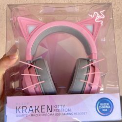Brand New RAZER Kraken Kitty Edition Quartz Razer Chroma USB Gaming Headset Pink
