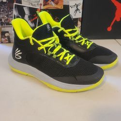 Under Armour Curry 3Z6 Black Volt Mod Grey Sneakers (contact info removed)-001 Men's Size 11.5
