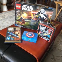 Star Wars Lego-#75532-Scout Trooper & Speeder Bike & Small Lunch Box Box TWO CD STAR WARS DISC, 