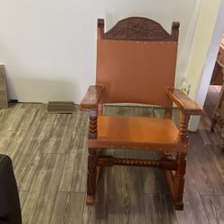 custom Leather Hand made Rocking chair