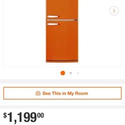 Retro orange Classic refrigerator.