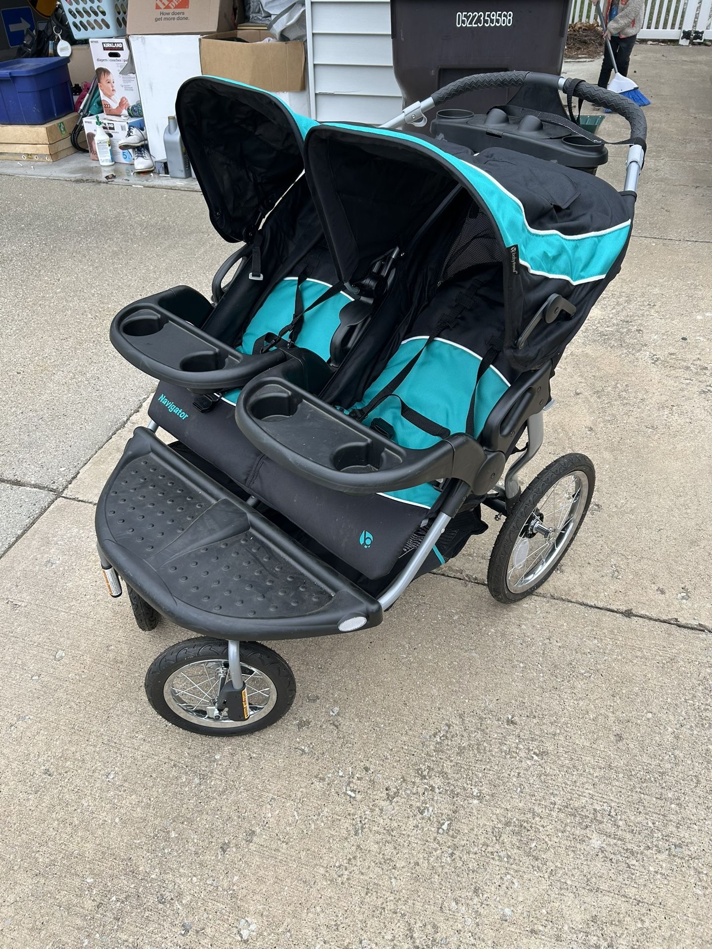 Baby Trend Navigator Double Jogger Stroller - Blue Tropic