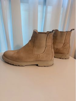 Men’s leather boots, beige/tan