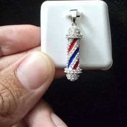 925 Sterling Silver Diamond Barber Pendant 