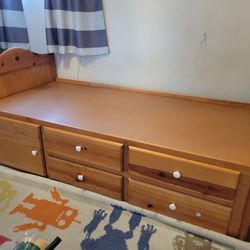 Twin / Twin XL Bed With Storage Solid Wood