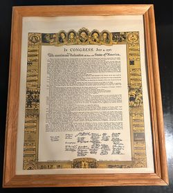 Vintage 1964 Declaration Of Independence Replica - Framed 17"X21" Sertoma International
