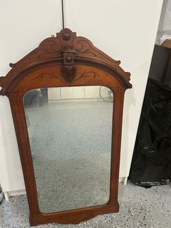 Antique wooden frame mirror