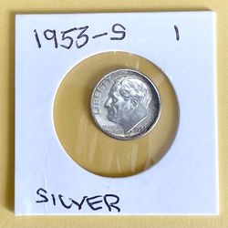 1953 - S.     Silver Circulated Roosevelt Dime.
