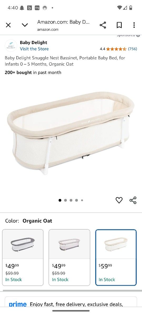 Baby Delight Snuggle Nest Bassinet Portable Baby Bed For Infants