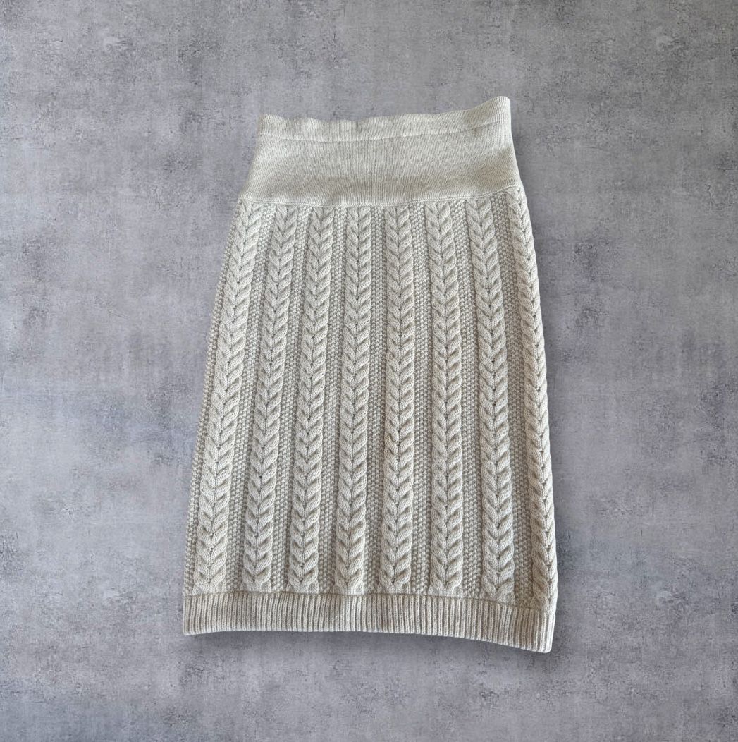 Vintage Escada Cable Knit Wool Pencil Skirt Sz US Med 80s Quiet Luxury