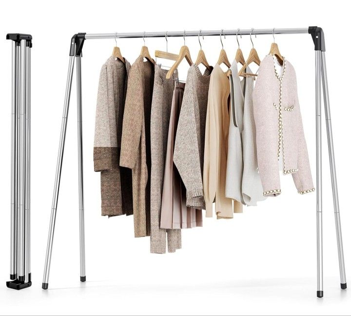 Clothes Drying Rack Foldable, Laundry Drying Rack Stainless Steel, Portable Clothes Rack, Drying Rack for Clothing, Indoor Outdoor, Free-Standing, Lar