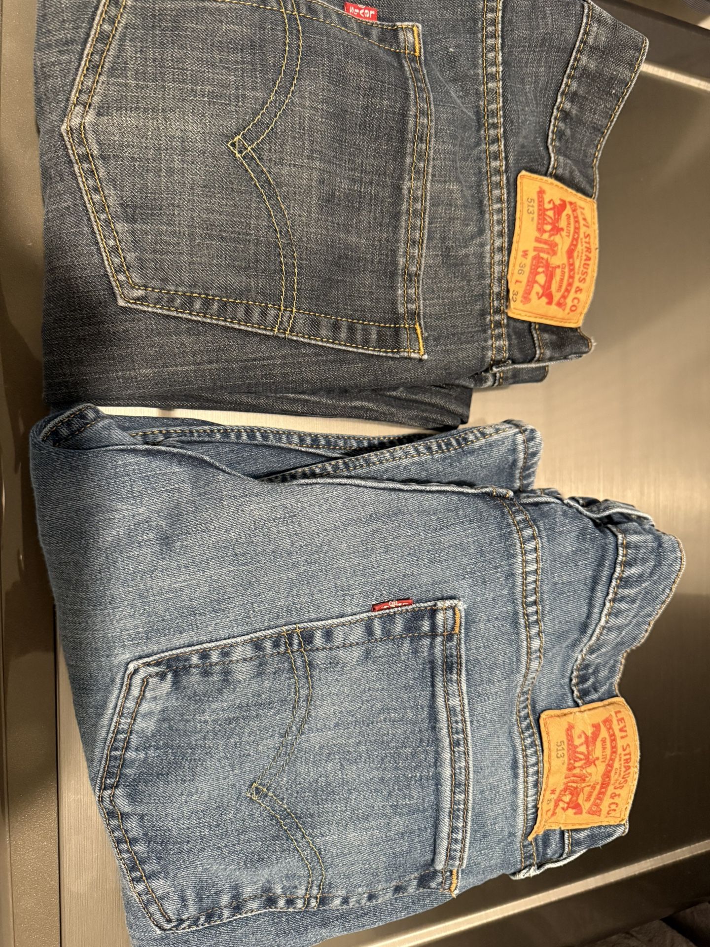 Men’s Levi’s  Jean’s  513 W36 L 32 Two Pairs
