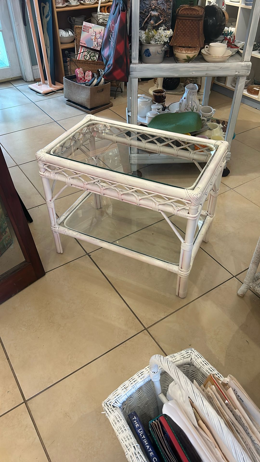Vintage Rattan End Table