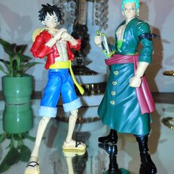 figures of Monkey D. Luffy and Roronoa Zoro from the popular anime 