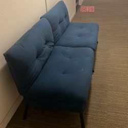Blue convertible Futon sofa bed
