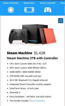 New Steam machine 2TB w/controller and 2 face plates