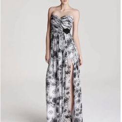 NWT Monique Lhuillier Strapless Floral Gown Waist Embellished Size 10
