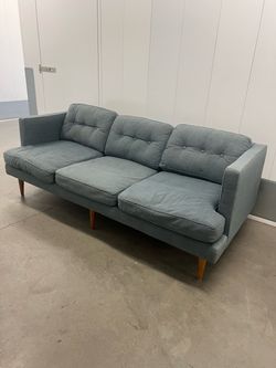 West Elm Peggy Mid-Century Sofa, Regal Blue Linen Weave, 79"