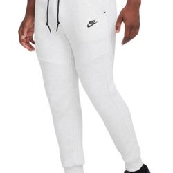Nike Air Tech Fleece Joggers Heather White Black Pants Men Sz XL HV0959-051 NWT