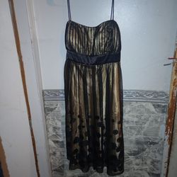 Black and Gold Formal Midi Dress