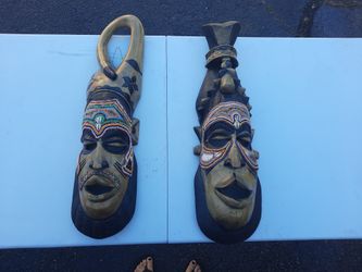 Tribal Masks Art Deco Decorative Wall Hanging