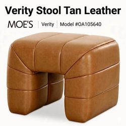 Retail $929—NEW IN-BOX—Top Grain 100% Genuine Leather Ottomans Stools—FREE SAME-DAY DELIVERY