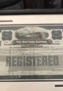 New York Central Railroad Stock Certificate