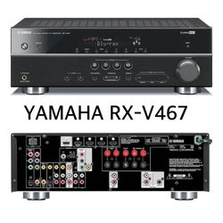 YAMAHA RX-V467 Home Theater Receiver w/ Bluetooth adapter & remote, 3D-ready HDMI switching in Good Condition 