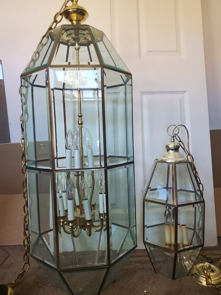 Beautiful chandeliers Large 44 x 15. Small 24 x 9 inches. $ 120.00 both.