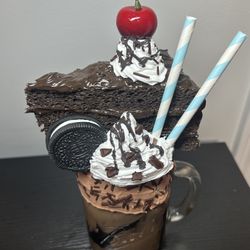 Fake Chocolate Milkshake With Cake Photo Prop 