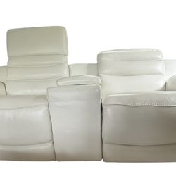 City Furniture-Sentinel Double Seat White LTHR/VINYL Power Reclining Consult Love-Seat “Like New” RET$1700