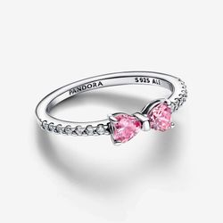 Sparkling Pink Bow Ring Set 